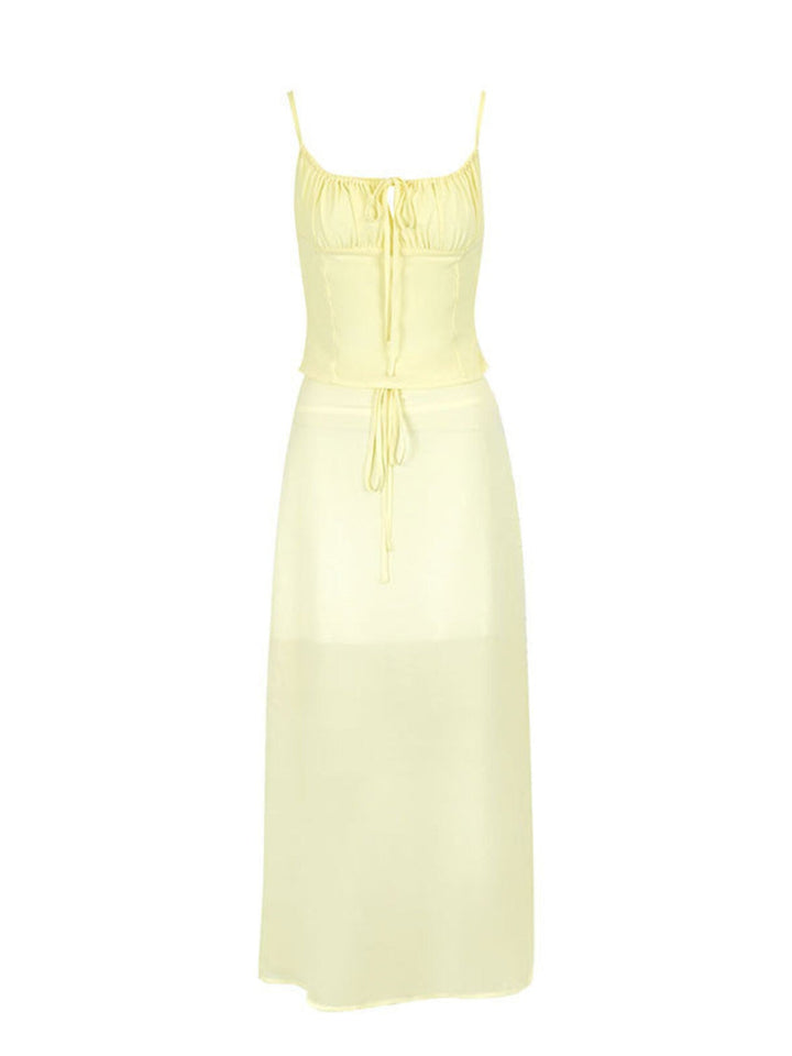 Smocked Tie Front Cami and Skirt Set