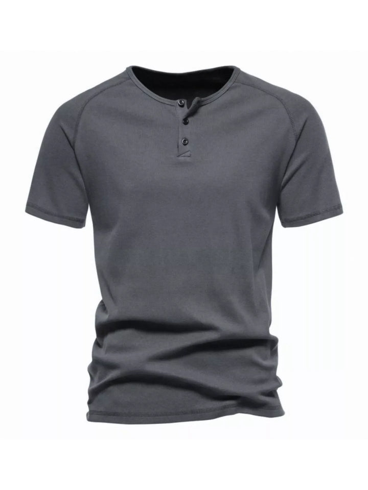Men's Plus Size Button Detail Casual Henley T-Shirt