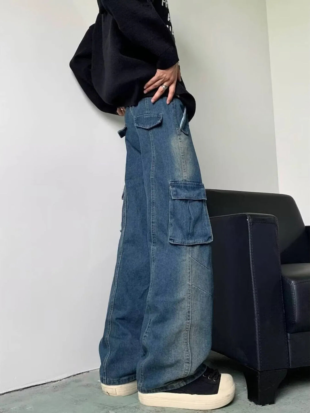Men's Full Size Cargo Wide Leg Baggy Jeans Plus Size