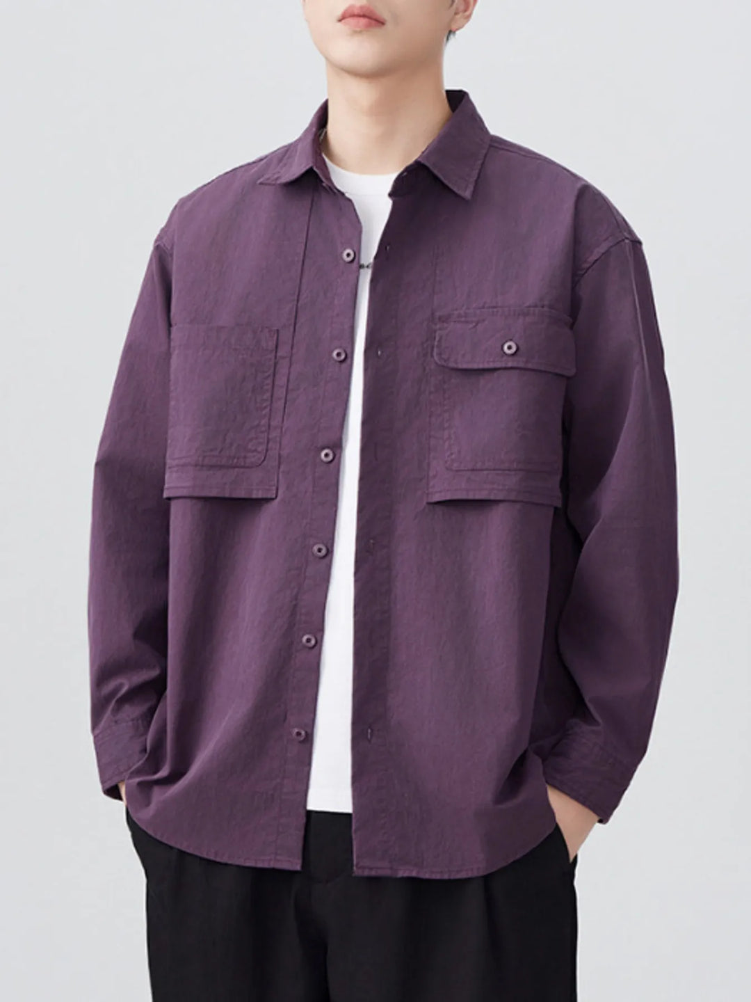 Men's Plus Size Button Up Long Sleeve Shirt