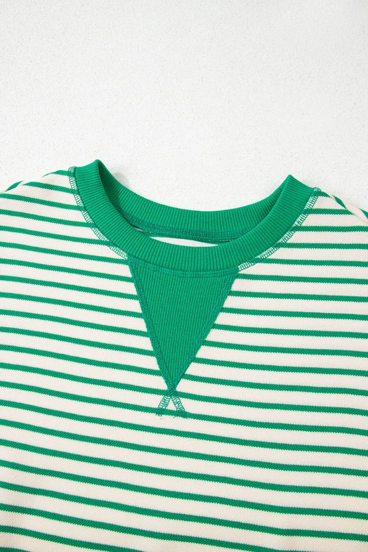 Striped Flounce Sleeve Casual Blouse