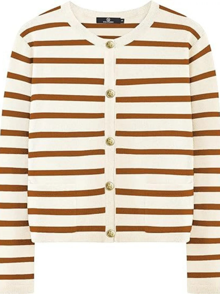 Striped Button-Up Cardigan