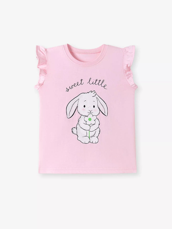 Children's Bunny Graphic Ruffle Sleeve T-Shirt