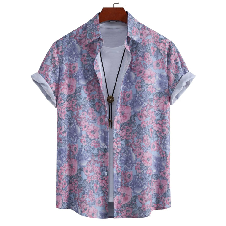 Men's Plus Size Floral Print Short Sleeve Casual Shirt