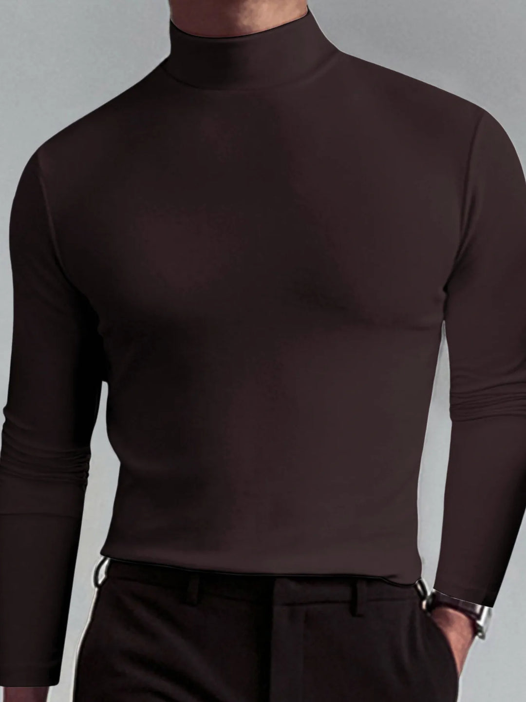 Men's Full Size Turtleneck Long Sleeve T-Shirt Plus Size