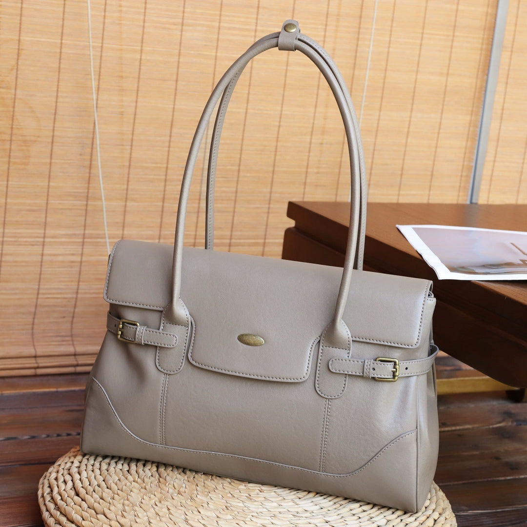 Hot-selling First-layer Cowhide Large-capacity Tote Bag For Women, New Commuter Style, Versatile Single-shoulder Underarm Bag