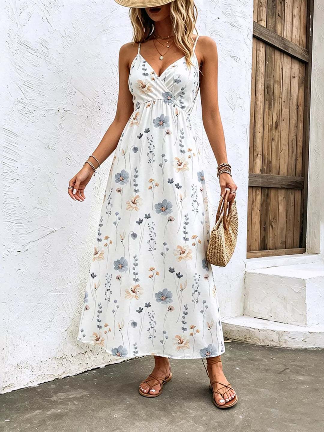 Floral Print Spaghetti Strap Midi Dress