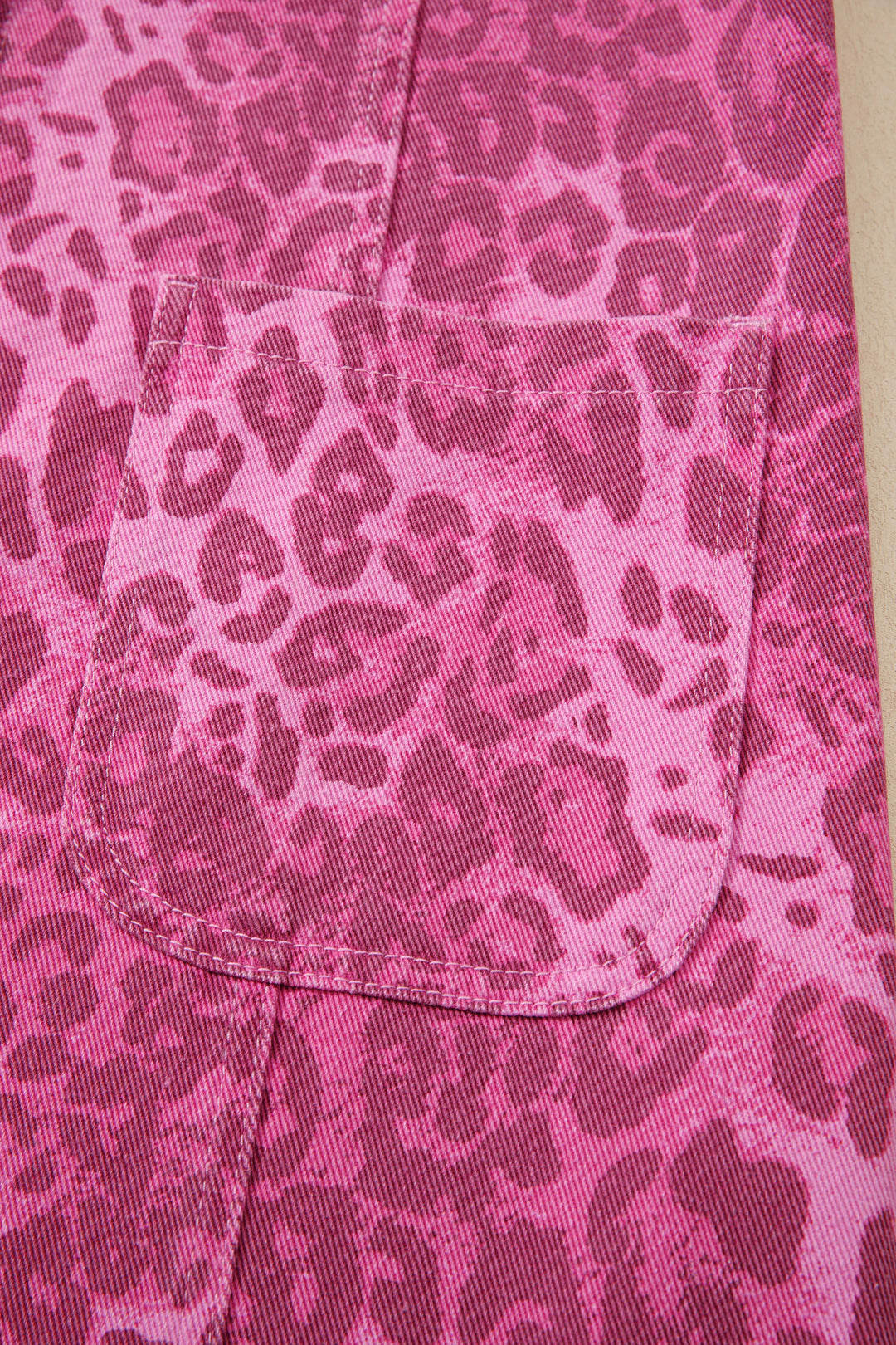 Pink Leopard Denim Buttoned Shift Sleeveless Dress