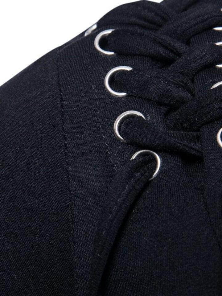 Men's Lace-Up Asymmetric Hem T-Shirt