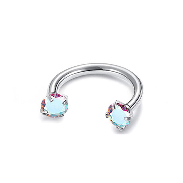 Piercing Jewelry Round Double-Zircon Nose Ring