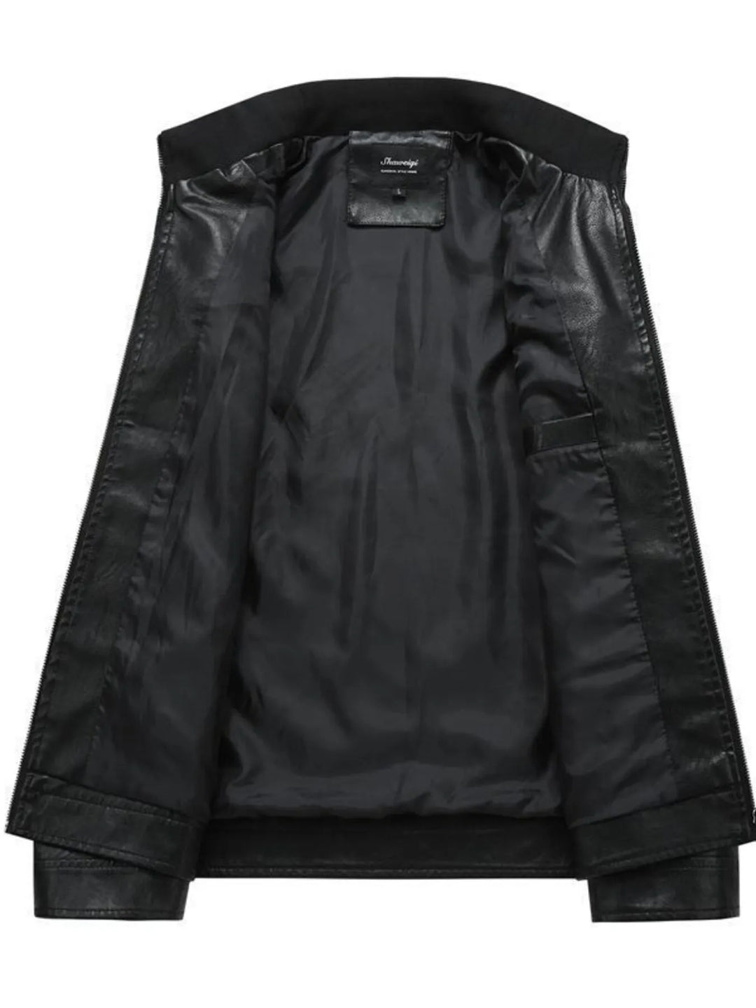 Men's Plus Size Zip Up Leather Moto Jacket