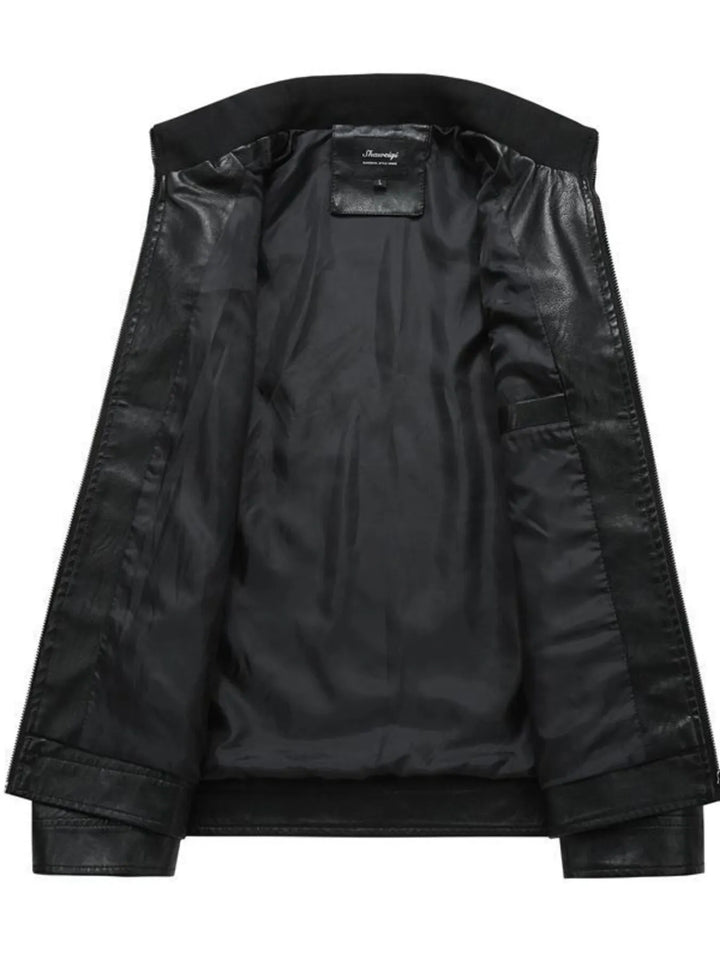 Men's Plus Size Zip Up Leather Moto Jacket