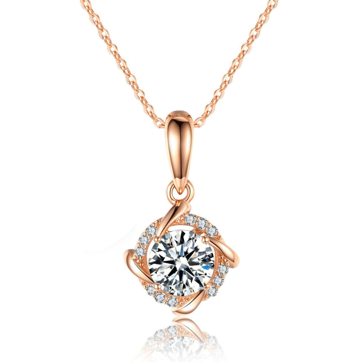 S925 Sterling Silver 1ct D-VVS1 Moissanite Necklace, Twisted Pendant Design, Platinum Plated 40&45cm Chain, GRA Certified Jewelry Gift Box