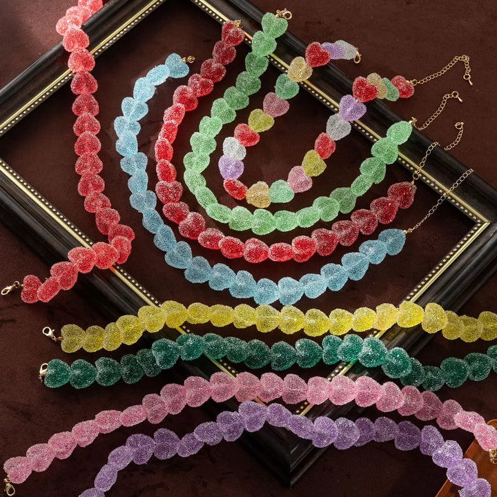 Colorful Resin Heart Necklace