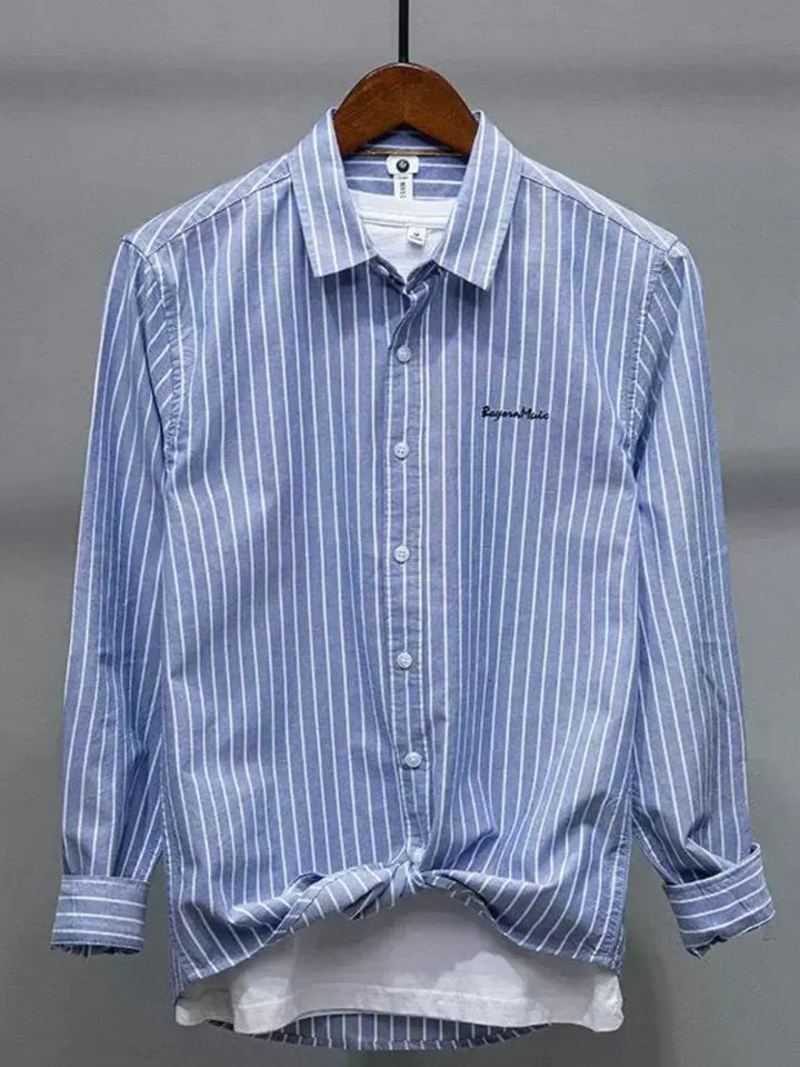 Men's Plus Size Striped Button Up Long Sleeve Shirt