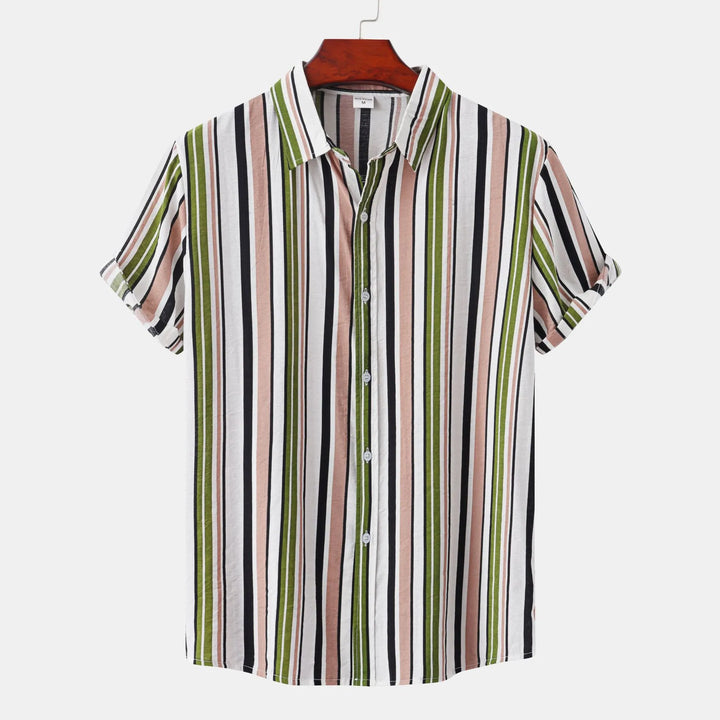 Men's Plus Size Striped Short Sleeve Shirt