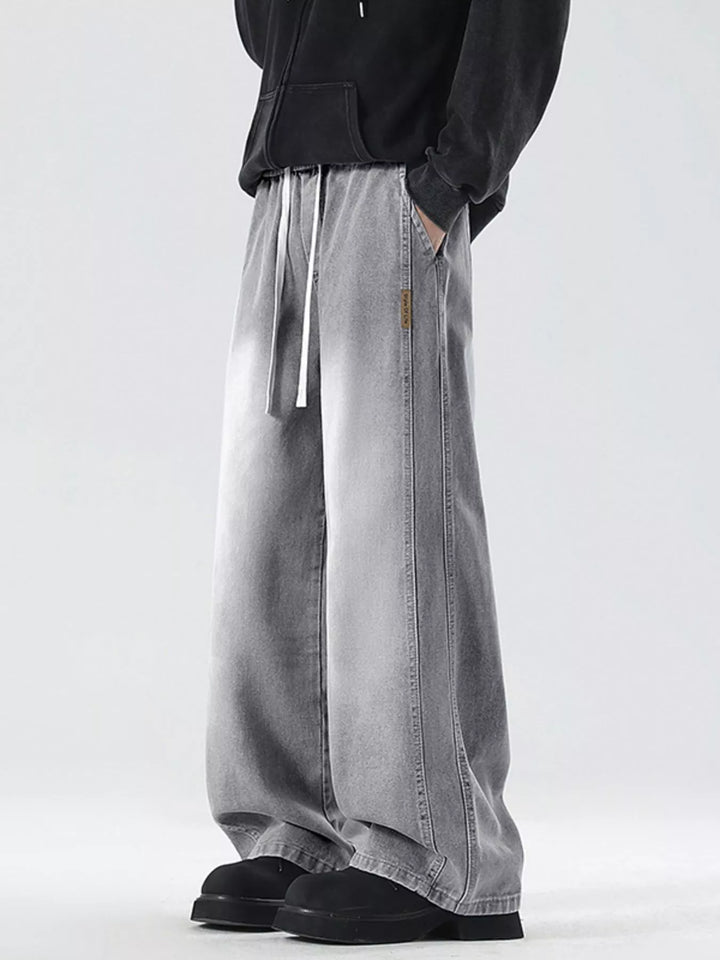 Men's Full Size Wash Wide Leg Jeans Plus Size