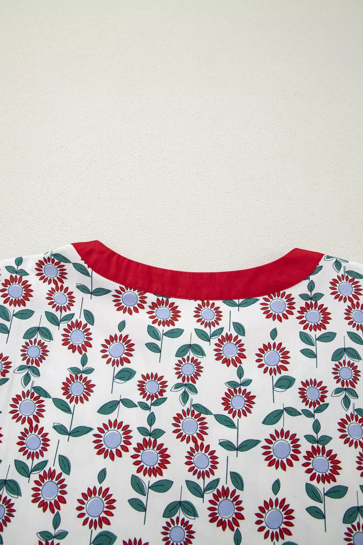 Floral Print Ruffle Sleeve Tiered Midi Dress