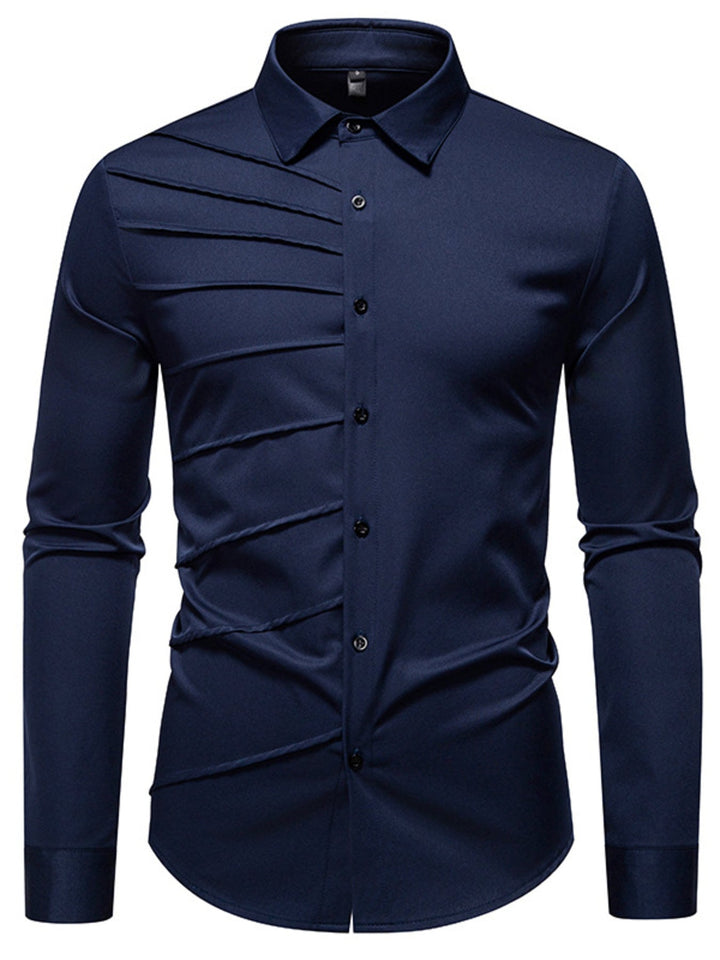 Men's Slim Fit Ruched Long Sleeve Shirt