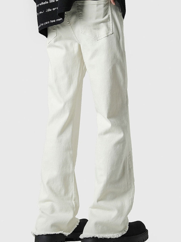 Men's Full Size Raw Hem Flare Jeans Plus Size