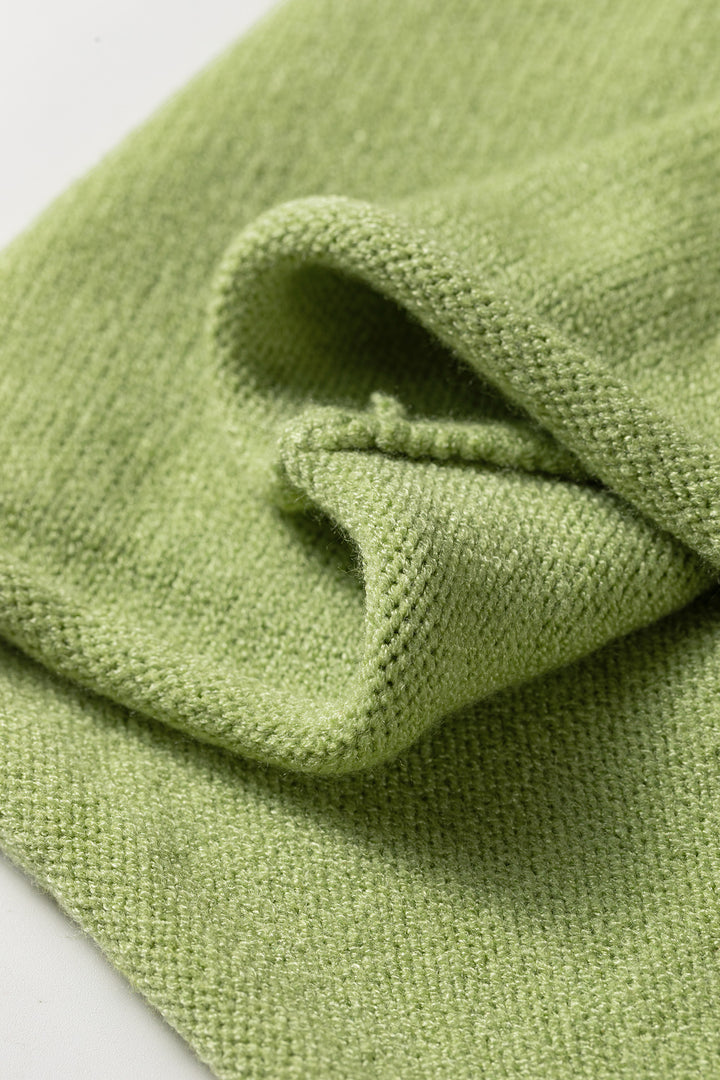 Meadow Mist Green Unique Fish Knit Oversized Round Neck Sweater