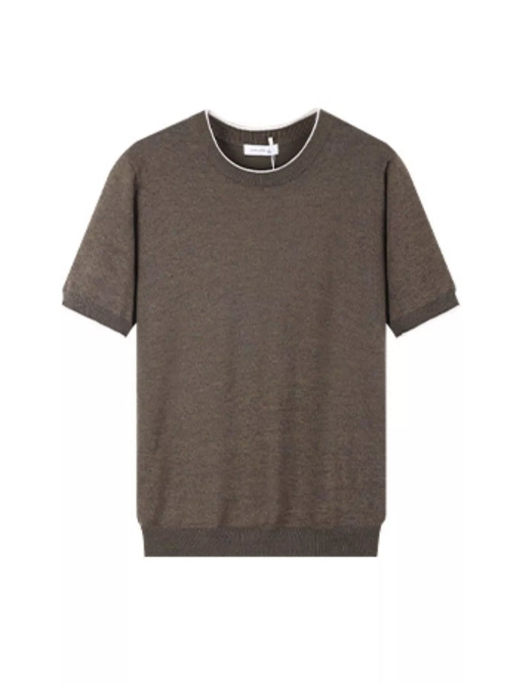 Men's Plus Size Contrast Trim Crew Neck T-Shirt