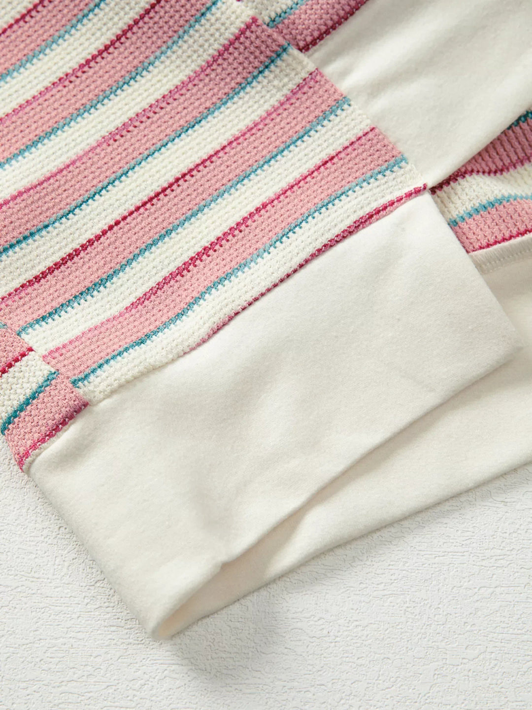 Stripe Stitched Detail Color Block Patchwork Oversized Top