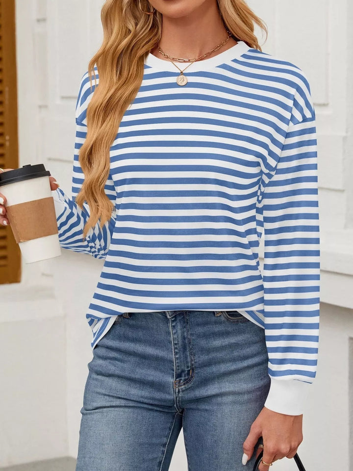 Striped Round Neck Long Sleeve T-Shirt