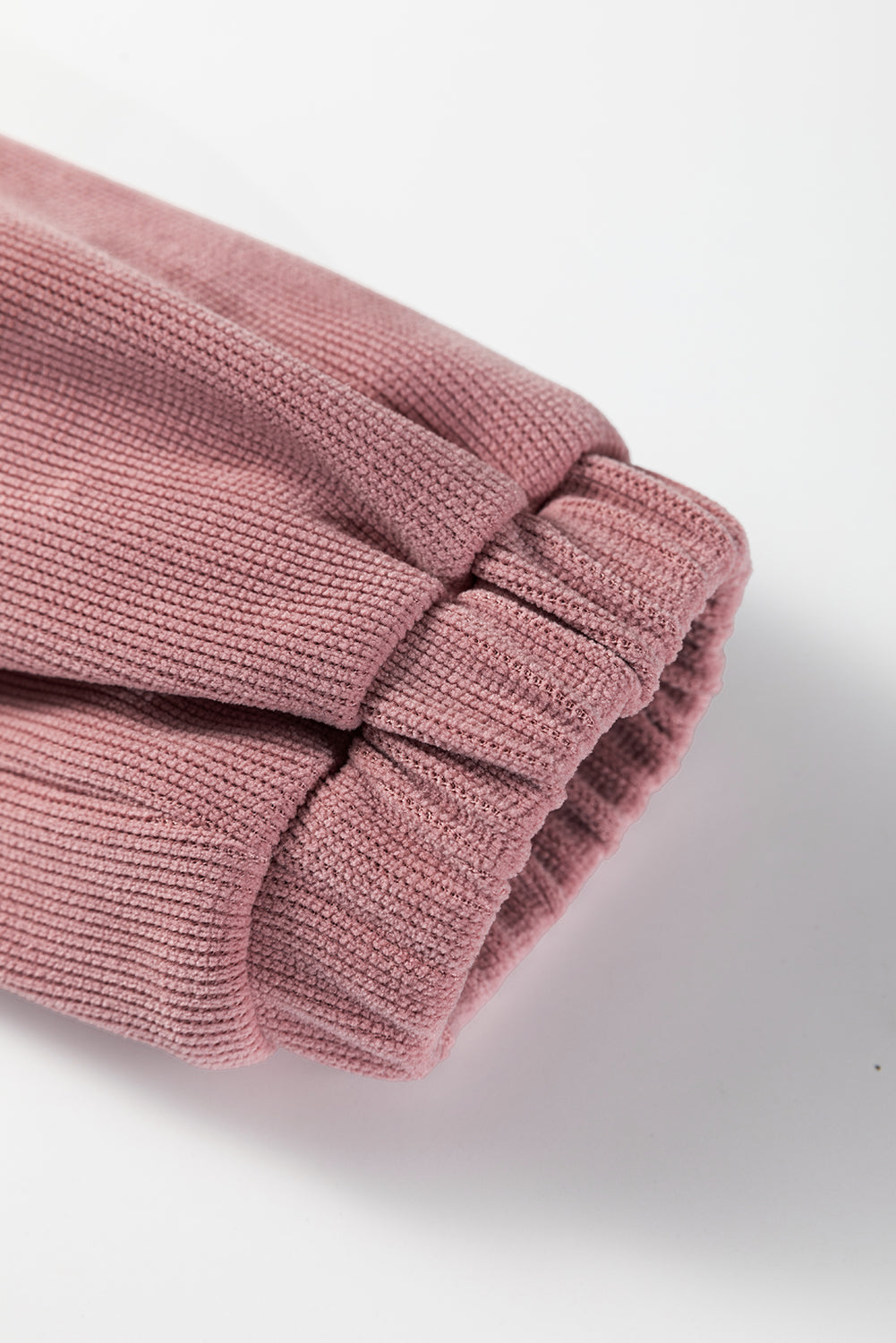 Fushia Solid Color Textured Knit Drop Shoulder Pullover Drawstring Shorts Set