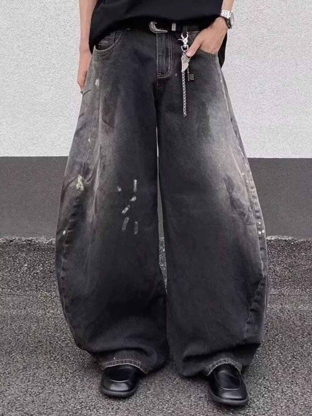 Men's Full Size Wide Leg Distressed Jeans Plus Size