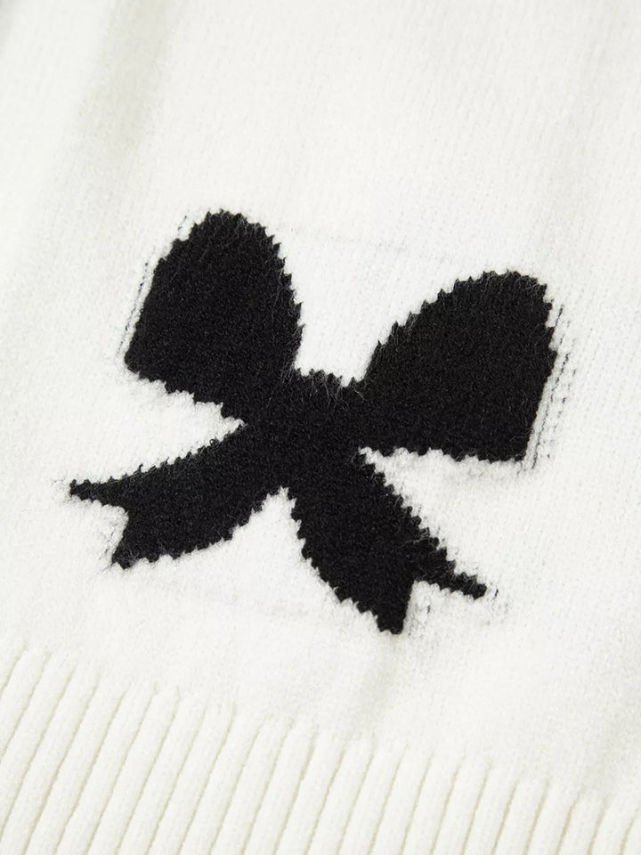 Tie Front Bow Pattern Cardigan