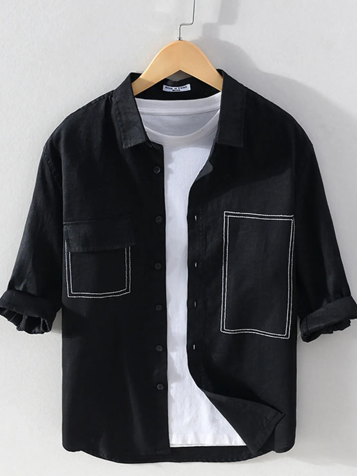Men's Plus Size Button Up Pocketed Shirt