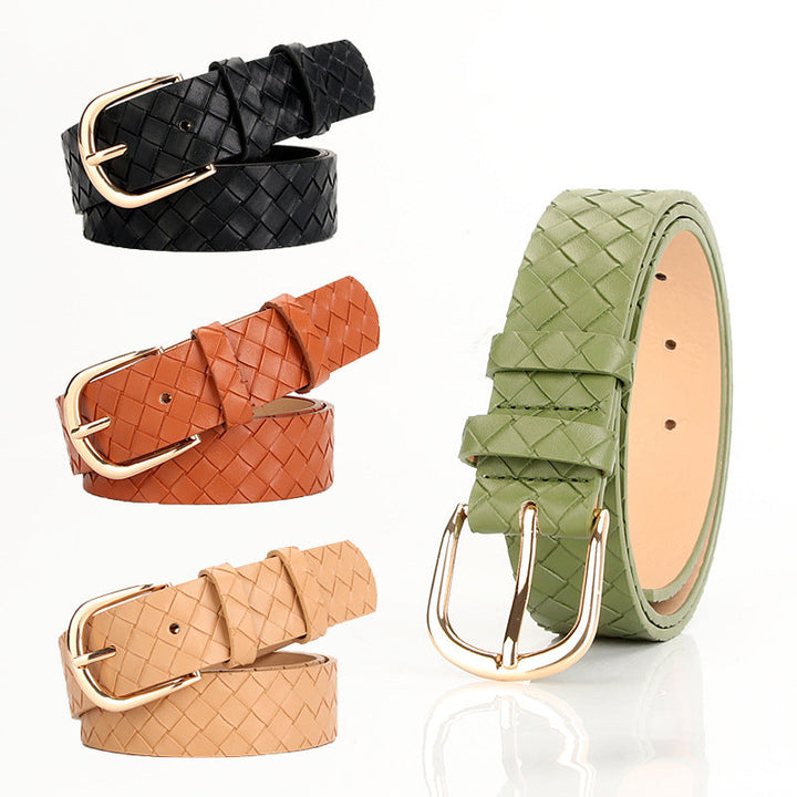 Women's Alloy Pin Buckle Belt Trendy Wild Belt Personality Imitation Weaving