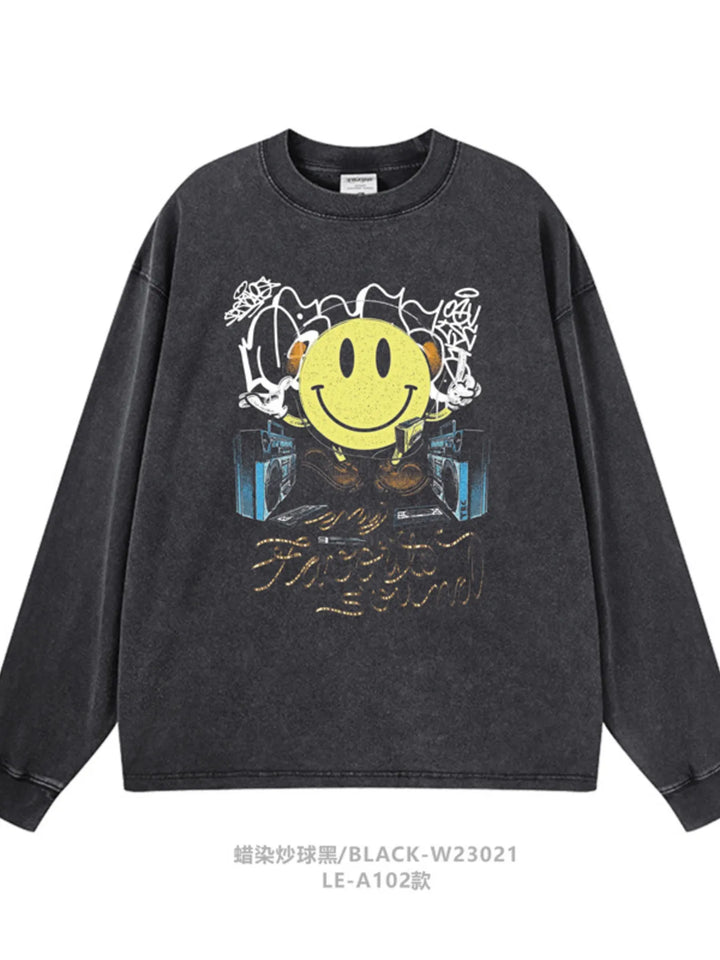 Men's Graphic Round Neck Long Sleeve T-Shirt