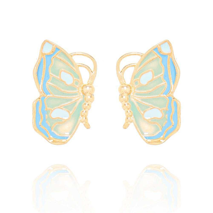 Retro Exaggerated Butterfly Symmetrical Gradient Pendant Stud Earrings