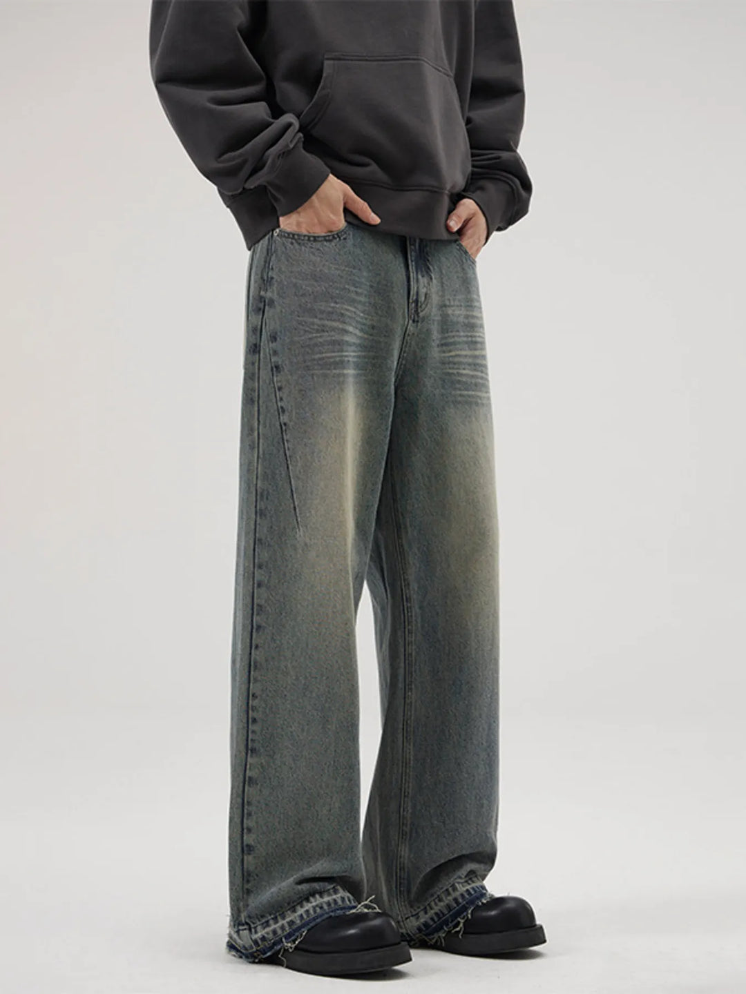 Men's Full Size Wide Leg Relaxed Fit Jeans Plus Size