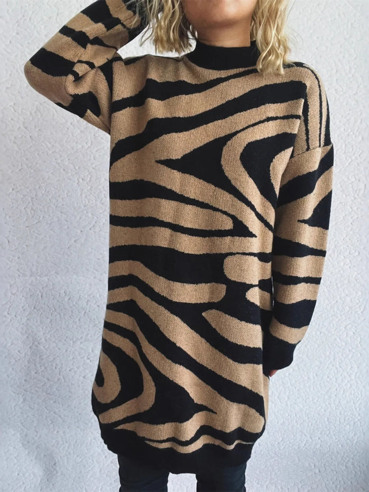 Oversized Zebra Print Long Sleeve Sweater