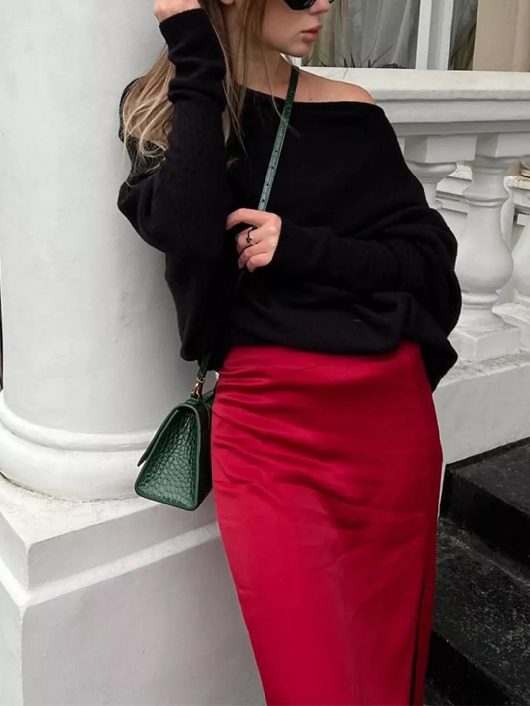 Boat Neck Long Sleeve Sweater