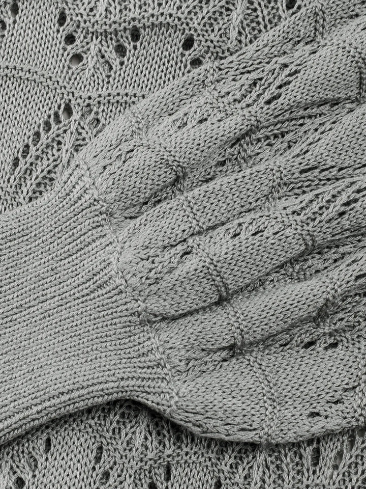 Buttoned Front Openwork Cardigan