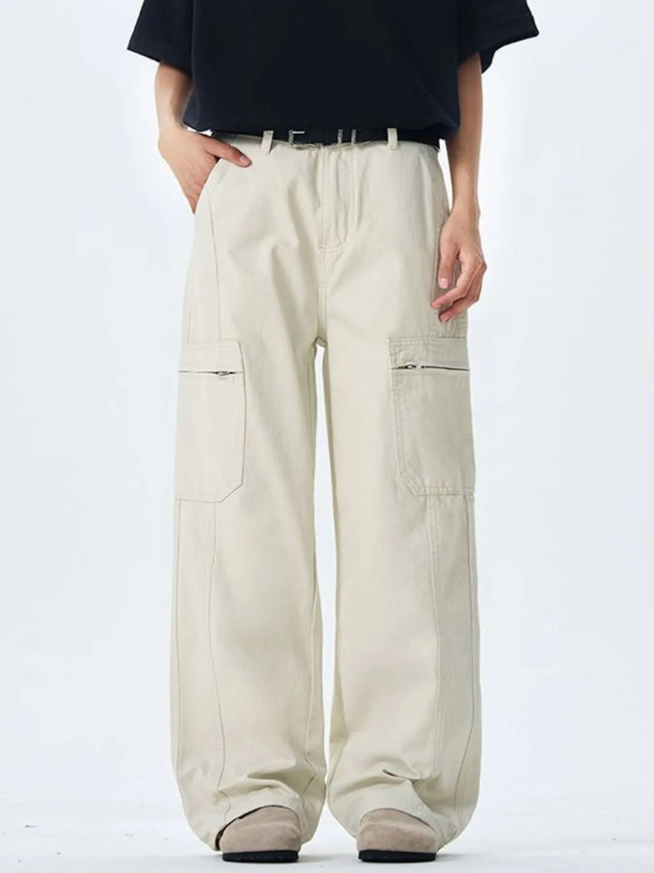 Men's Wide Leg Cargo Pants with Multi Pockets