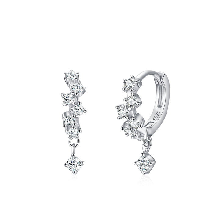 S925 Sterling Silver Geometric Irregular Sparkling Diamond Earrings For Women