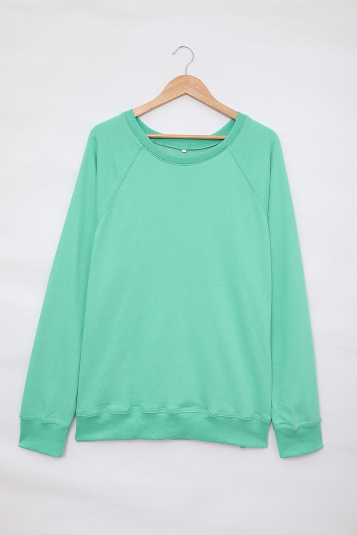 Sweat-shirt vert en coton mélangé French Terry