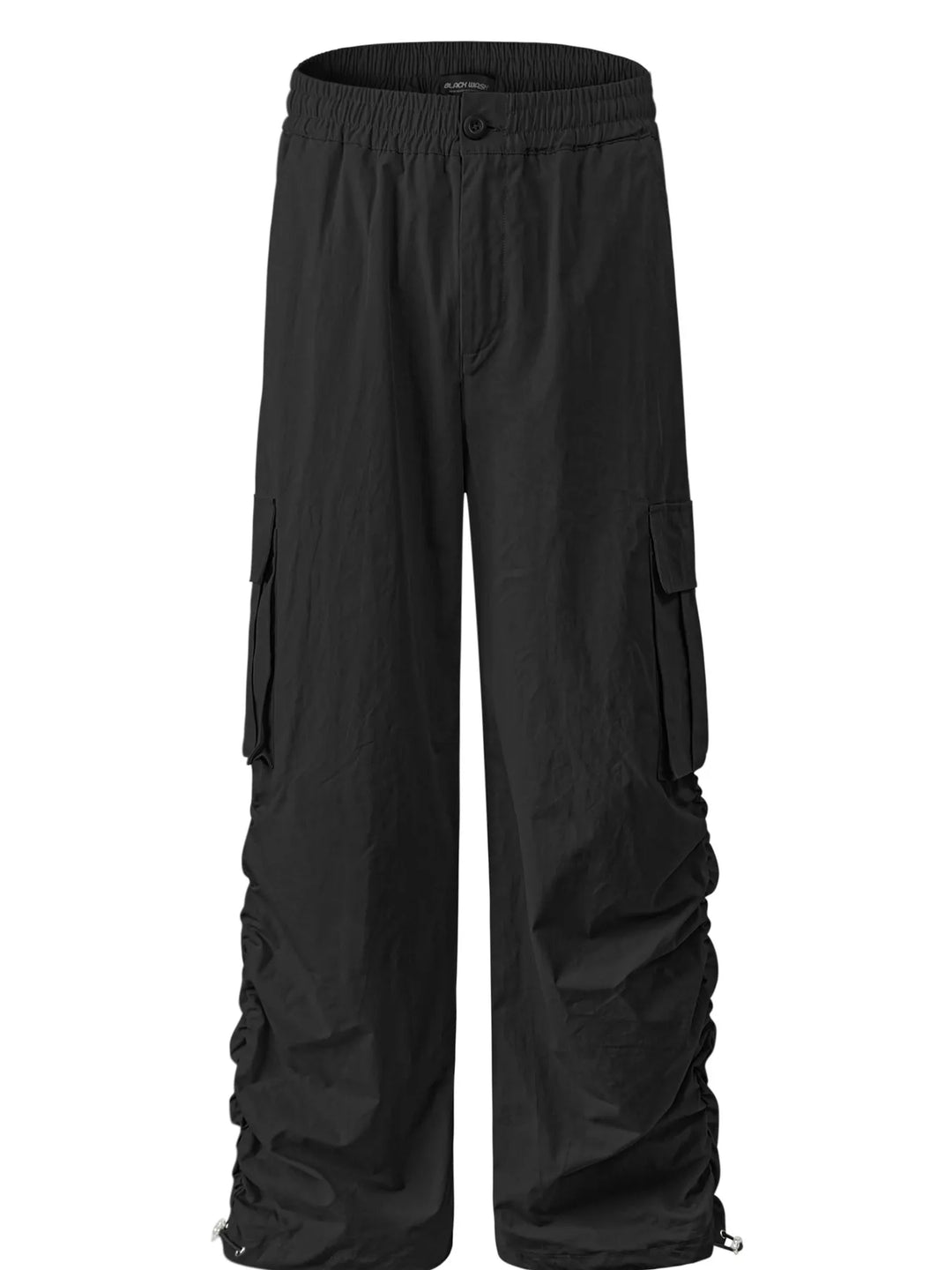 Men's Elastic Waist Wide Leg Cargo Pants with Side Pockets