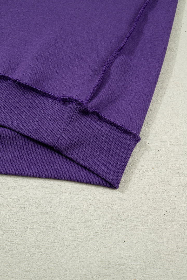 Tillandsia Purple Oversize Drop Shoulder Reversible Mock Neck Sweatshirt