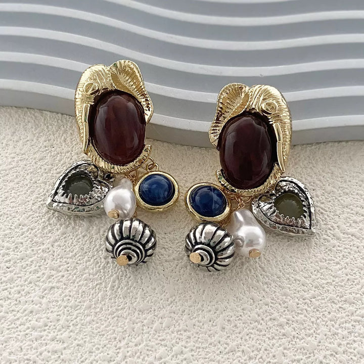 Zinc Alloy Heart Dangle Earrings