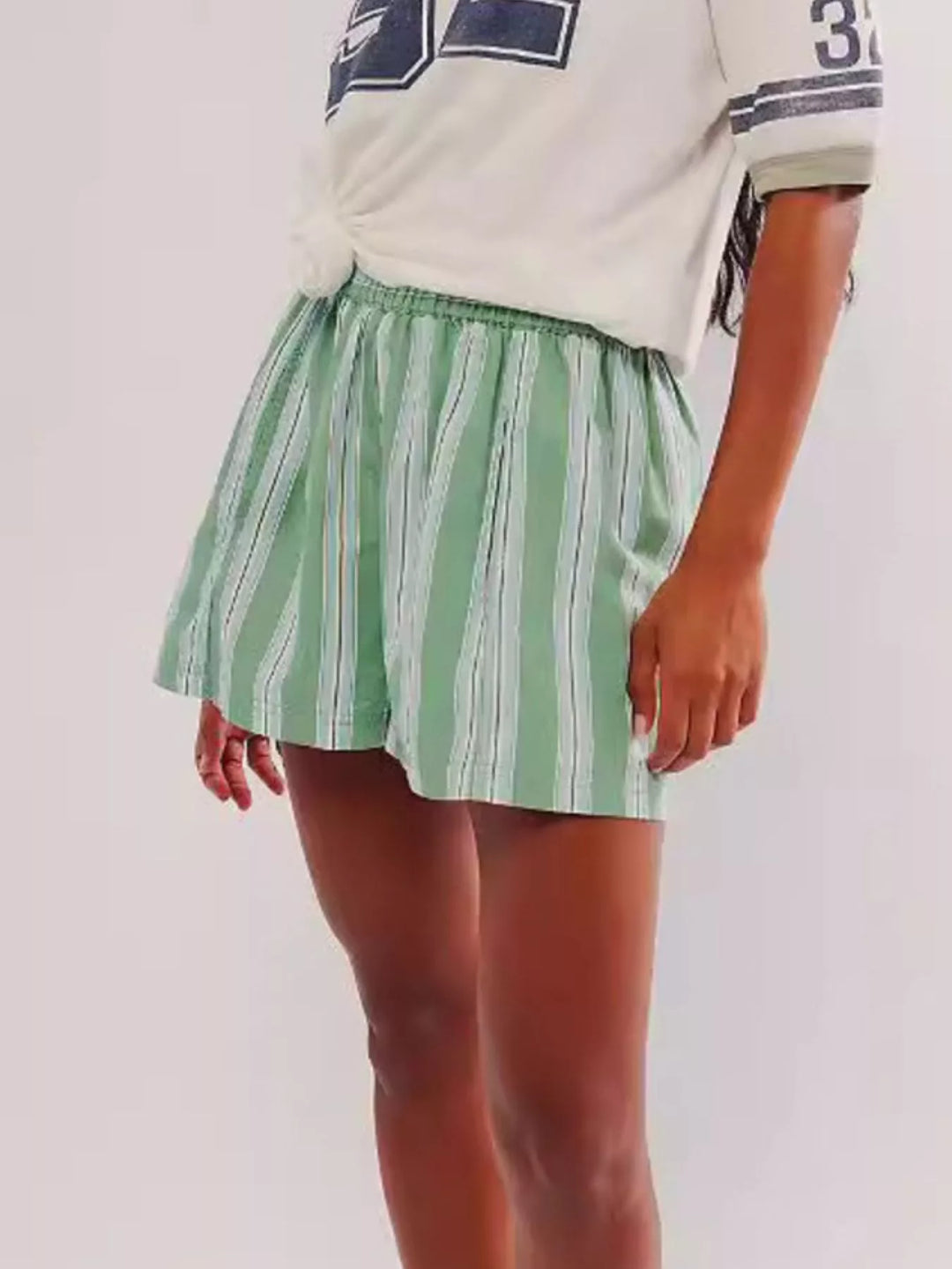 Striped Elastic Waist Casual Shorts