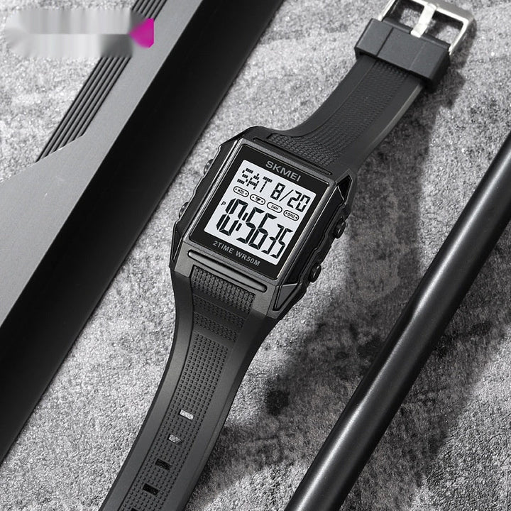 Lightweight Waterproof And Luminous Square Electronic Sports Watcha Classic And Stylish Choice