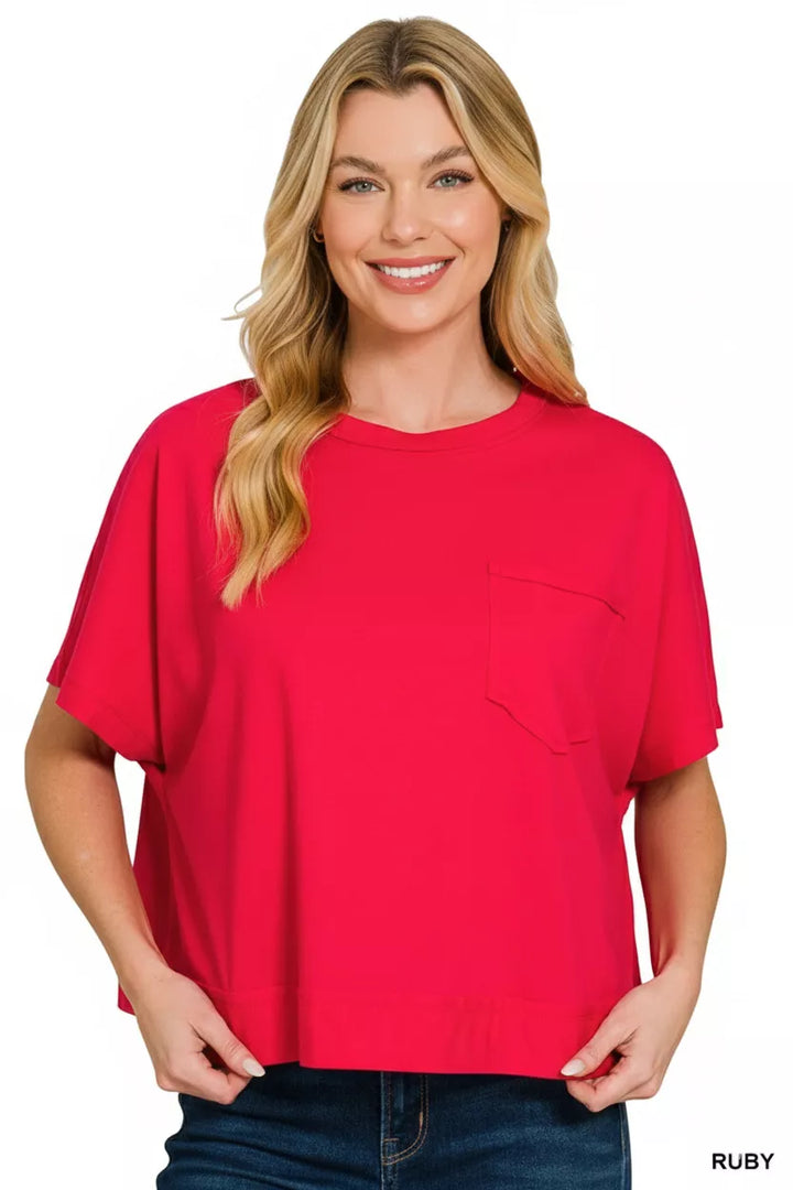 Zenana Exposed Seam Boxy Top