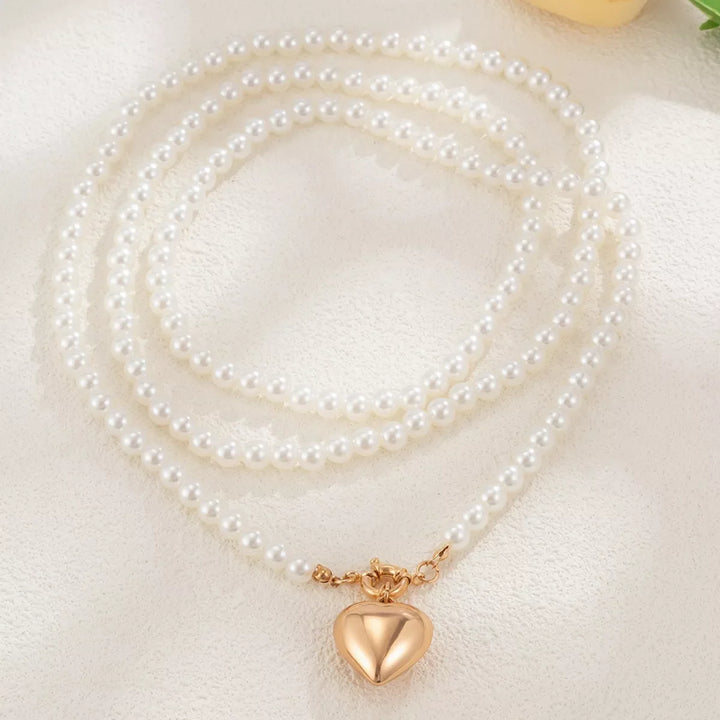 Pearl Chain Heart Necklace