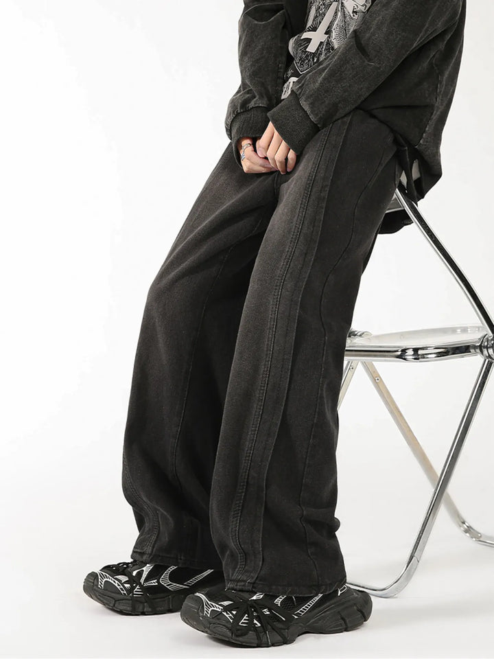 Men's Plus Size Vintage Wash Wide Leg Jeans